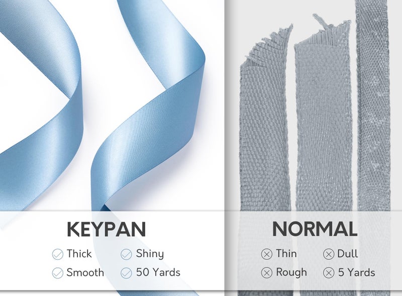 Keypan Blue Satin Ribbon 1-1/2 Inch x 50 Yards Double-Faced Ribbons for Gift Wrapping Flower Bouquet Wedding Paper Bows Invitations Crafts - Image 4