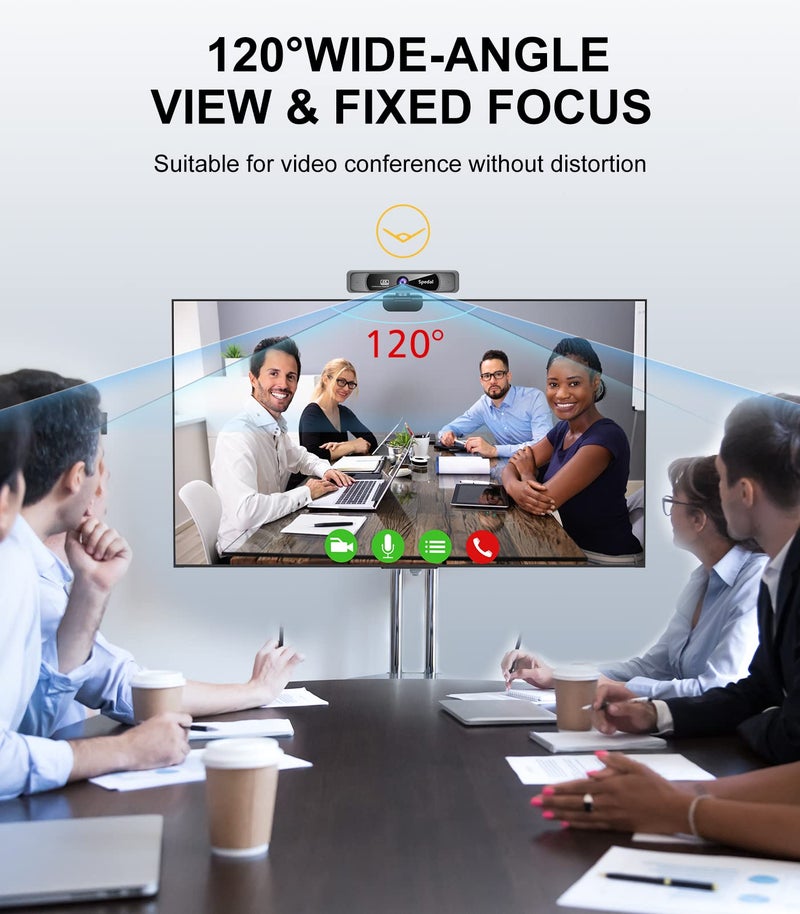 Spedal 4K UHD Webcam with Built-in AI Noise Reduction Dual Microphones,120° Wide Angle Zoomable Webcam with Remote and Software Control for Conferencing/Streaming/Online Teaching/Video Calling - Image 3