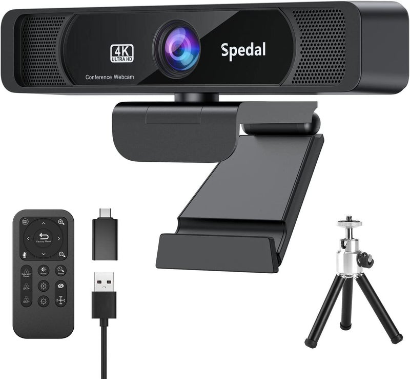 Spedal 4K UHD Webcam with Built-in AI Noise Reduction Dual Microphones,120° Wide Angle Zoomable Webcam with Remote and Software Control for Conferencing/Streaming/Online Teaching/Video Calling - Image 1