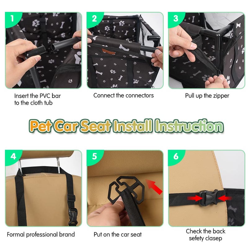 SWIHELP Dog Car Seat Puppy Portable Pet Booster Car Seat with Clip-On Safety Leash and Stable Fram, Anti-Collapse,Perfect for Small Pets - Image 3