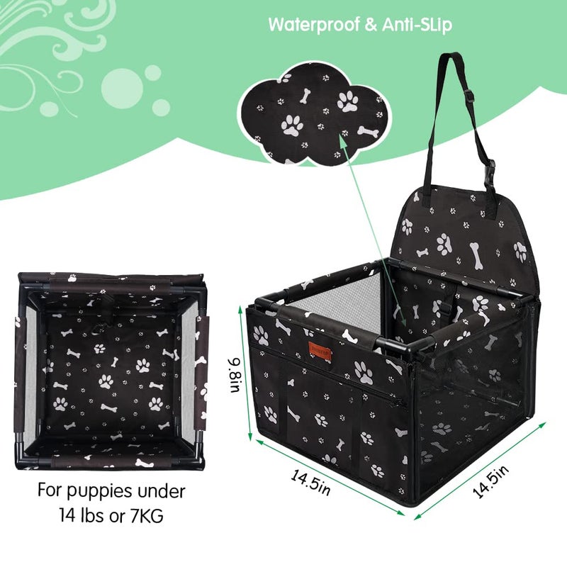 SWIHELP Dog Car Seat Puppy Portable Pet Booster Car Seat with Clip-On Safety Leash and Stable Fram, Anti-Collapse,Perfect for Small Pets - Image 5