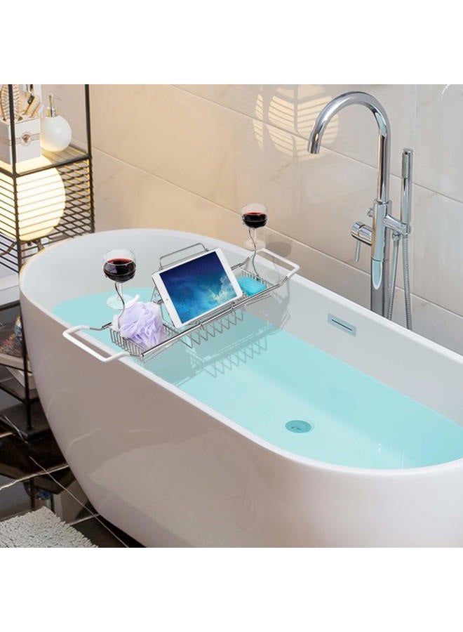 iPEGTOP Stainless Steel Bathtub Caddy Tray - Over Bath Tub Racks Shower Organizer with Extending Sides, Removable Wine Glass Book Holder - Image 4