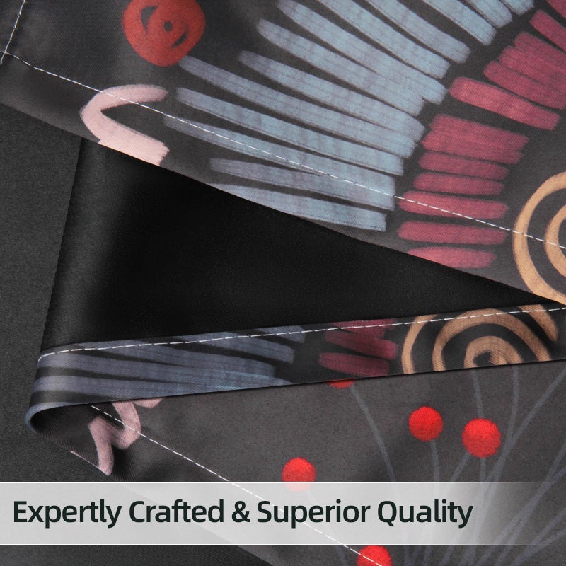 BCLBUSTE Black Red Boho Floral 95% Blackout Curtains 84 inch Long 2 Panels for Bedroom Living Room, Vintage Farmhouse Room Darkening Curtains Abstract Botanical Print Patterned Black Out Grommet Drapes,52Wx84L - Image 5