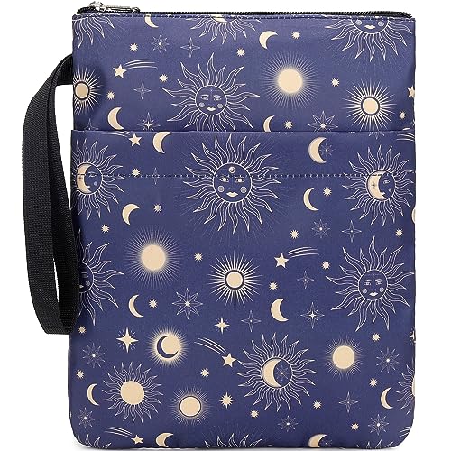 DSIUE Book Sleeve Book Cover Protector with Zipper, Washable Fabric for Teen, Adult & Teacher, 11.4 x 9 Inch (Sun and Moon) - Image 1
