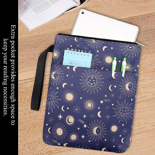 DSIUE Book Sleeve Book Cover Protector with Zipper, Washable Fabric for Teen, Adult & Teacher, 11.4 x 9 Inch (Sun and Moon) - Image 4