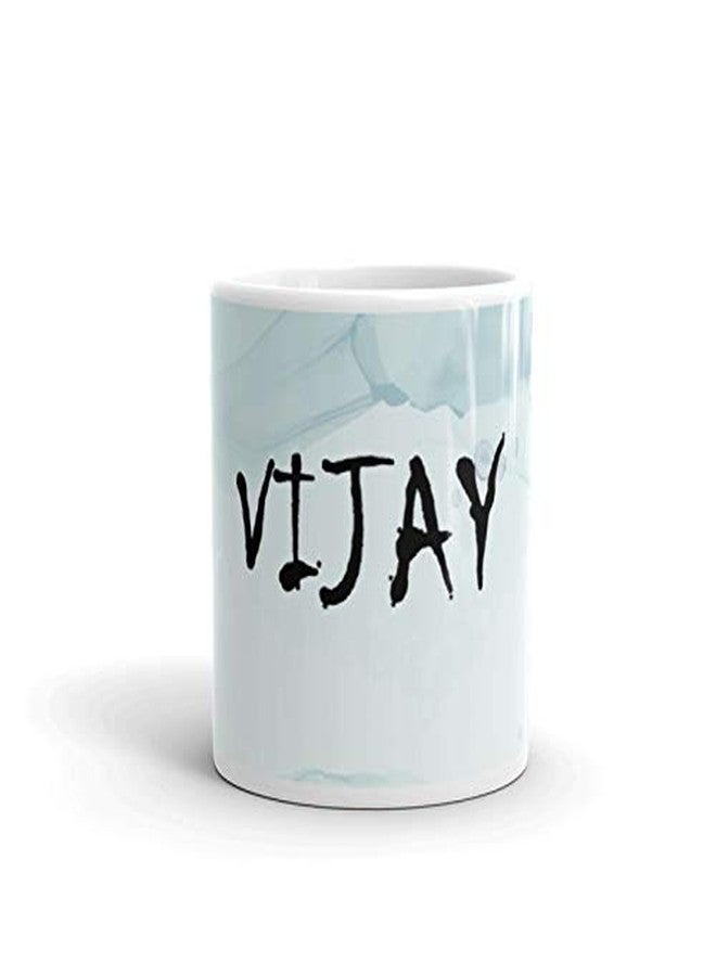 RISH Coffee Tea Mug Ceramic 350 ml | Vijay Name Design Printed Cups - Image 1