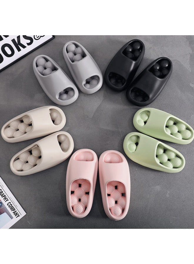 GUOLUOFEI Guoluofei Bathroom Leakproof Slippers Summer Indoor Bath Anti-slip Hollow Out Massage Slippers Black Size 39-40  - Image 3