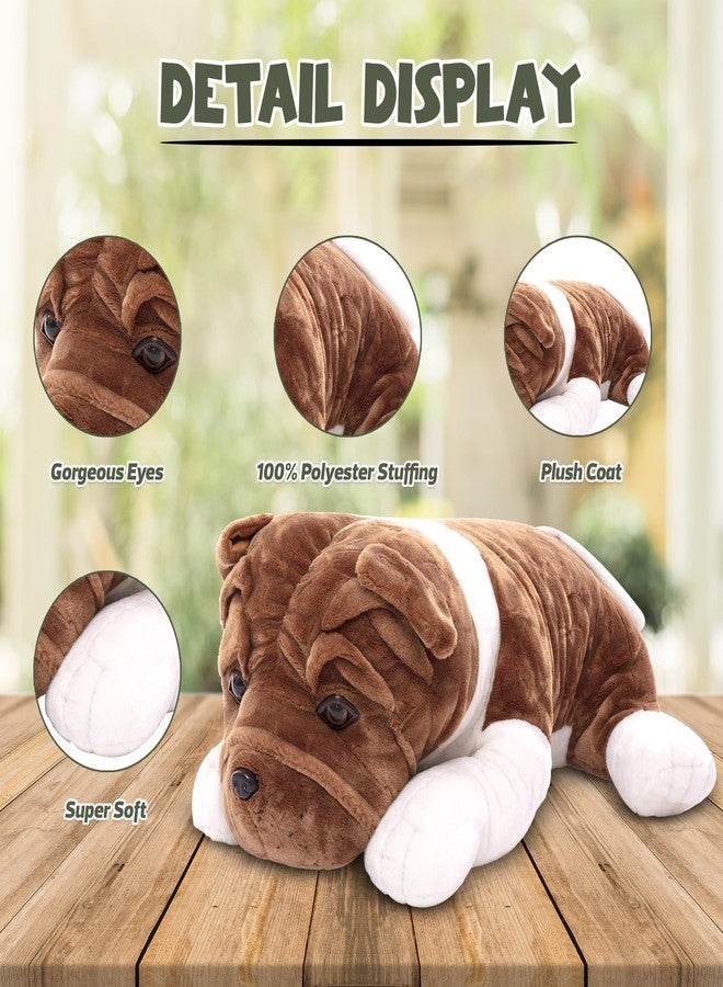 Plushland دمى حيوانات محشوة واقعية من Plushland، جرو كلب، دمى قطيفة للعطلات للأطفال والرضع للعب بها (كلب بولدوغ 10 بوصات) - Image 4