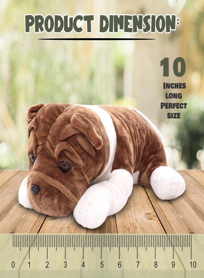 Plushland دمى حيوانات محشوة واقعية من Plushland، جرو كلب، دمى قطيفة للعطلات للأطفال والرضع للعب بها (كلب بولدوغ 10 بوصات) - Image 3
