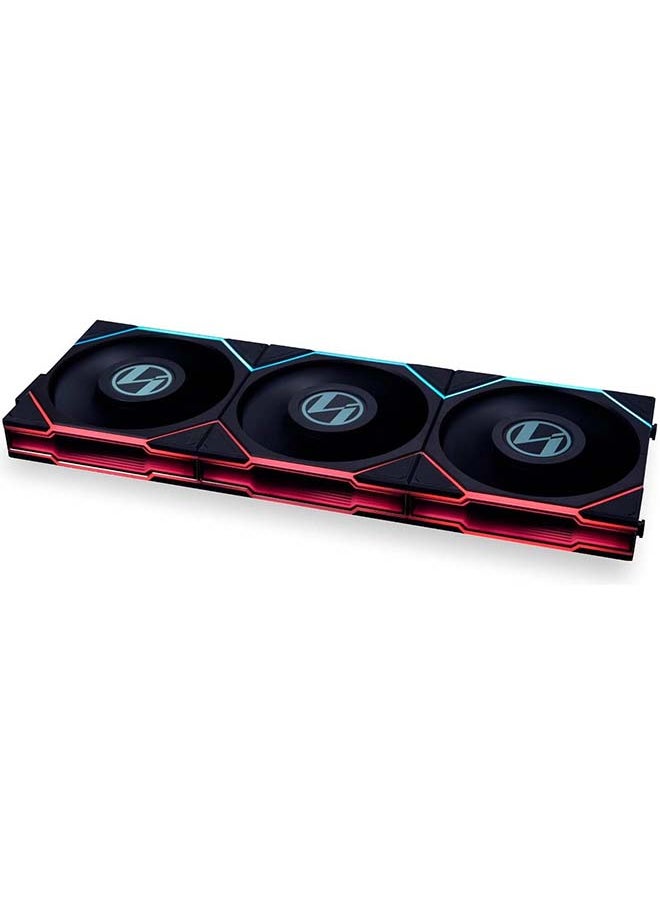LIAN LI Lian Li Uni Fan TL 120 Case Fan, 1.6” LCD, 120mm Fan Size, 1900 RPM Fan Speed, 62 CFM Airflow, PA66 / PBT Materials, Fluid Dynamic Bearing, Triple Pack, W/ Controller, Black | G99.12TLLCD3B.00  - Image 1