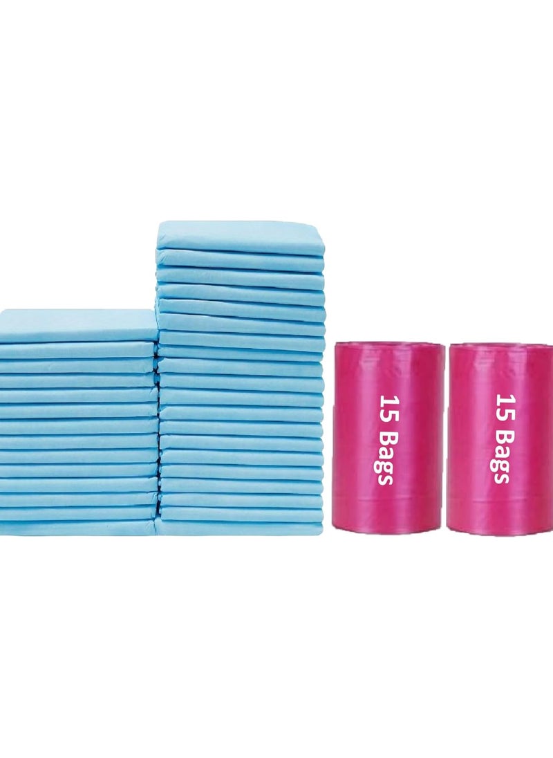 Cute 'n' Cuddle Cute 'n' Cuddle – 30 Pcs Disposable Changing Mats and Scented Bags – Blue/Red – Soft, Hygienic & Compact for Travel 