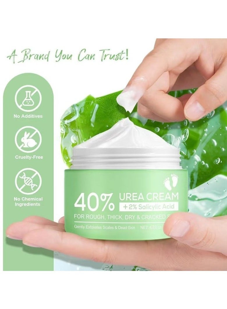 ATRJSZ Urea Cream 40% with Salicylic Acid 2%, Foot Cream for Dry, Cracked, Thick, and Rough Skin, Deeply Moisturizing, Gently Exfoliating Dead Skin and Flakes 4.23oz - Image 2
