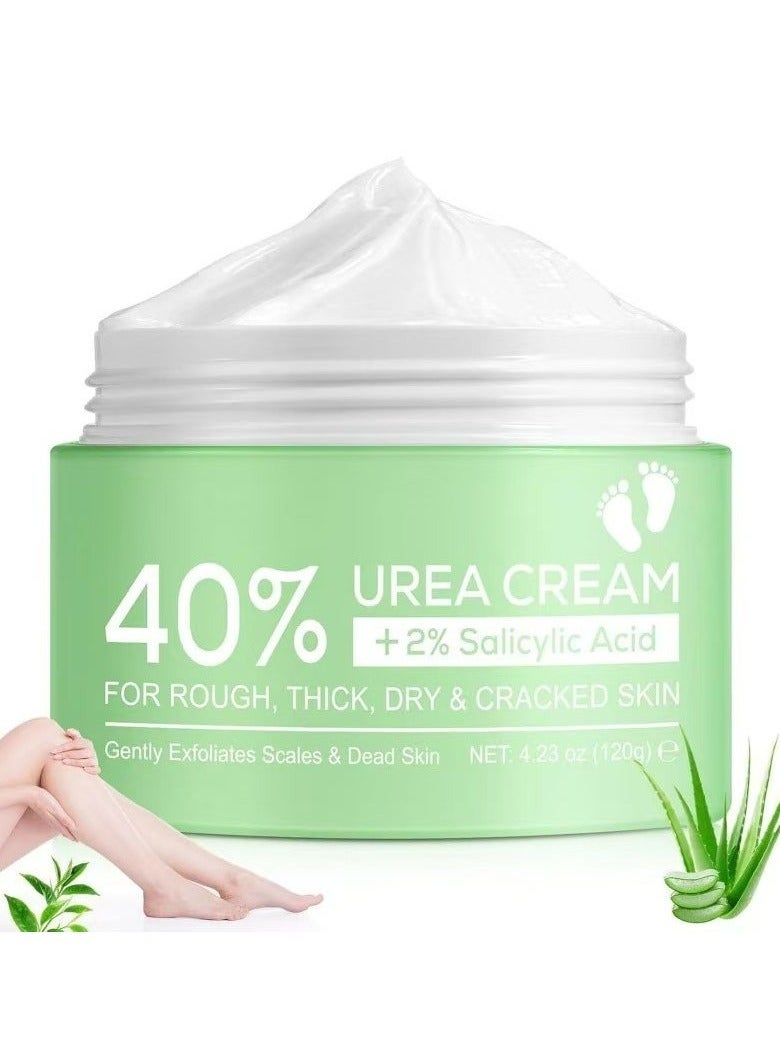 ATRJSZ Urea Cream 40% with Salicylic Acid 2%, Foot Cream for Dry, Cracked, Thick, and Rough Skin, Deeply Moisturizing, Gently Exfoliating Dead Skin and Flakes 4.23oz - Image 1