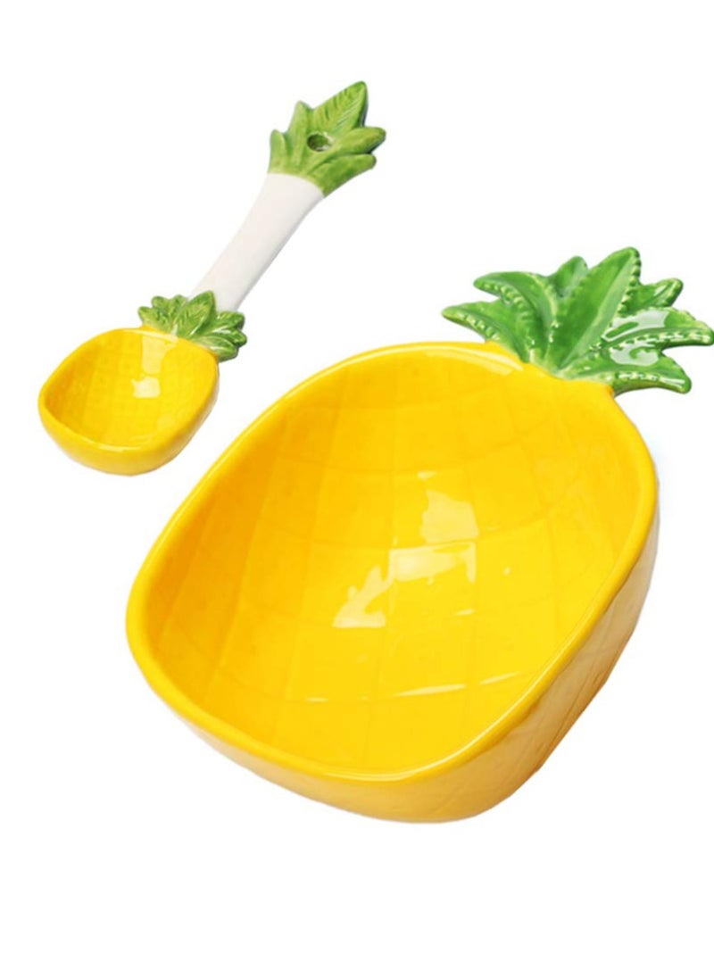 SYOSI Pineapple Dish nut Tray, Appetizer Plate Mini Dipping Plates, Shape Bowl with Spoon Dessert Salad Pasta Bowls Food Serving Tray for Fruit Cheese Dessert Snack  - Image 1
