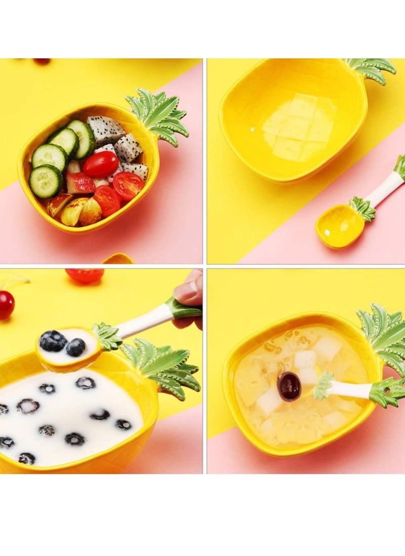 SYOSI Pineapple Dish nut Tray, Appetizer Plate Mini Dipping Plates, Shape Bowl with Spoon Dessert Salad Pasta Bowls Food Serving Tray for Fruit Cheese Dessert Snack  - Image 3
