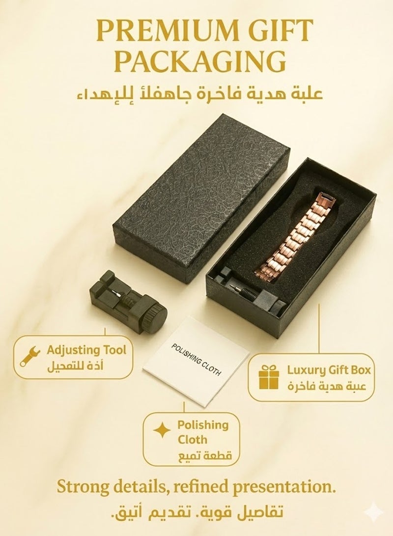 فوريكاسا سوار رجالي من النحاس الخالص – تصميم قابل للتعديل – لمسة فاخرة وأنيقة – علبة هدايا فاخرة - Image 5