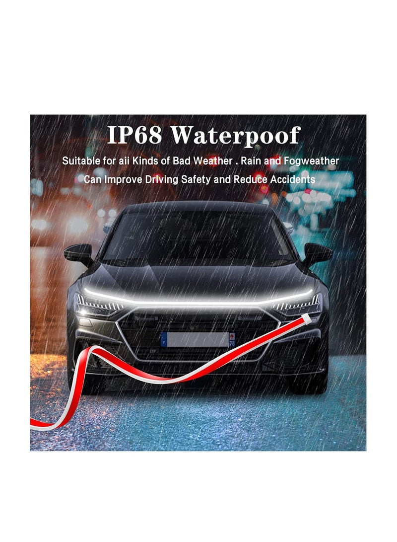 MUNTAQI 180cm Car Hood Light Strip, Dynamic Car LED Strip Light, Exterior Flexible Daytime Running Light Strip For Car, Truck, SUV (White Light) - Image 5