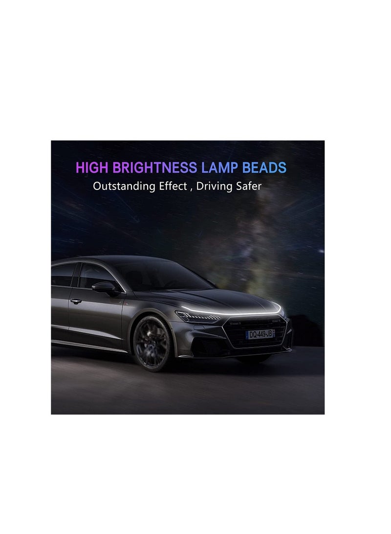 MUNTAQI 180cm Car Hood Light Strip, Dynamic Car LED Strip Light, Exterior Flexible Daytime Running Light Strip For Car, Truck, SUV (White Light) - Image 2