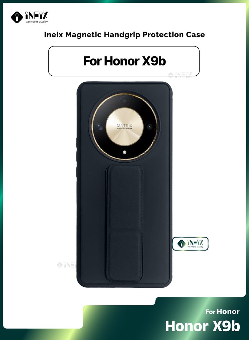 INEIX 3-in-1 Magnetic Wrist Strap Hand Grip Stand Back Case Cover for Honor X9b-Blue - Image 1