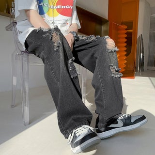 Ripped jeans mens summer ins high street loose beggar wide-leg pants design sense niche fashion brand straight pants Black - pzsku/Z7B5A396DF1B72066BDA7Z/45/1746203118/acac41ec-60c3-40f5-ba26-6563b4de1ea4