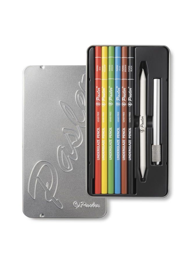 Pasler 𝗣𝗮𝘀𝗹𝗲𝗿 Underglaze Pottery Pencil Kit - Beautiful Metal Box Packaging, Underglaze Pencils Perfect for Ceramic Pottery Bisque, or Greenware - Pack of 6 Colors - Image 1