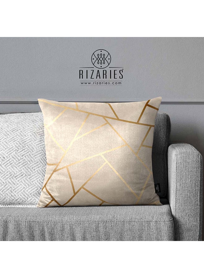 RIZARIES SuperSoft Beige Geometric Throw Cushion  - Image 1