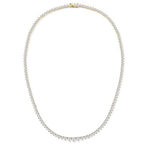 Gemsme 3mm Graduated Tennis Necklace, 18K Yellow Gold Plated 3.0mm Graduated Round Cubic Zirconia Classic Tennis Necklace For Women (16 Inch) - Image 1