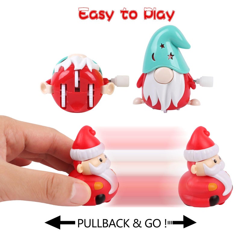 CCINEE 12PCS Christmas Pull Back Cars  Assorted Santa Claus Snowman Reindeer Tiny Car Toys Christmas Friction Powered Racing Cars Vehicle Toy for Kids Xmas Bag Fillers Treats Prizes Party Favors - Image 4