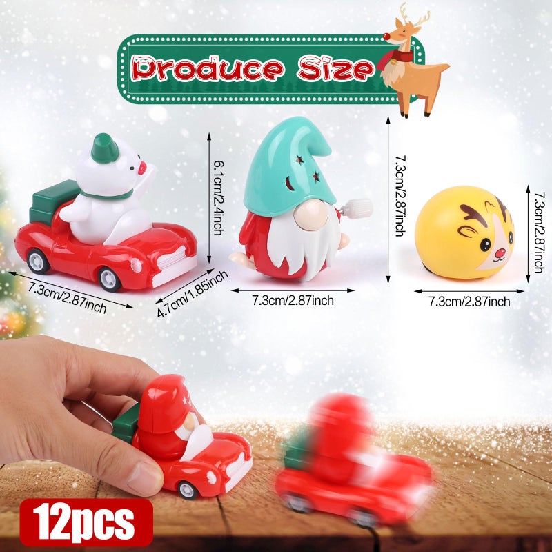 CCINEE 12PCS Christmas Pull Back Cars  Assorted Santa Claus Snowman Reindeer Tiny Car Toys Christmas Friction Powered Racing Cars Vehicle Toy for Kids Xmas Bag Fillers Treats Prizes Party Favors - Image 2