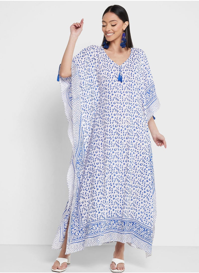 ARABIAN CLOSET - Cape Sleeve Printed Kaftan - Image 1