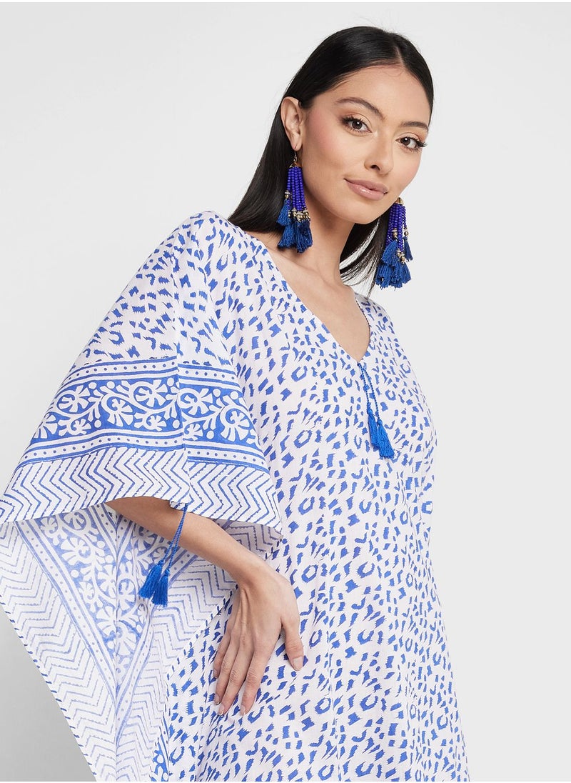 ARABIAN CLOSET - Cape Sleeve Printed Kaftan - Image 1