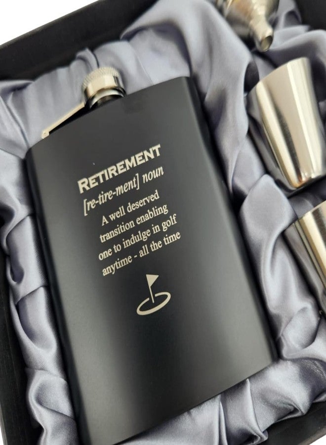 Pretty Inappropriate Golf Retirement Flask, Funny Retirement Gift for Men & Women, 7oz Stainless Steel Flask, Black, Polished - Image 1