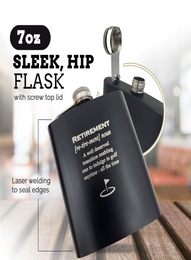 Pretty Inappropriate Golf Retirement Flask, Funny Retirement Gift for Men & Women, 7oz Stainless Steel Flask, Black, Polished - Image 3