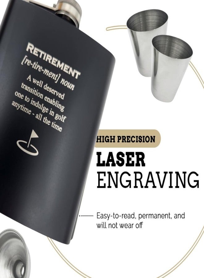 Pretty Inappropriate Golf Retirement Flask, Funny Retirement Gift for Men & Women, 7oz Stainless Steel Flask, Black, Polished - Image 2