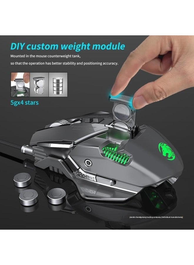 Forerunner MK300 Wired Mechanical Mouse Game E-sports Macro Programming Silent Can Be Equipped With Wireless For Heavy Computers-Color:Metal Gray 【audio Programming】 Upgraded Version-Interface:Offic - Image 2