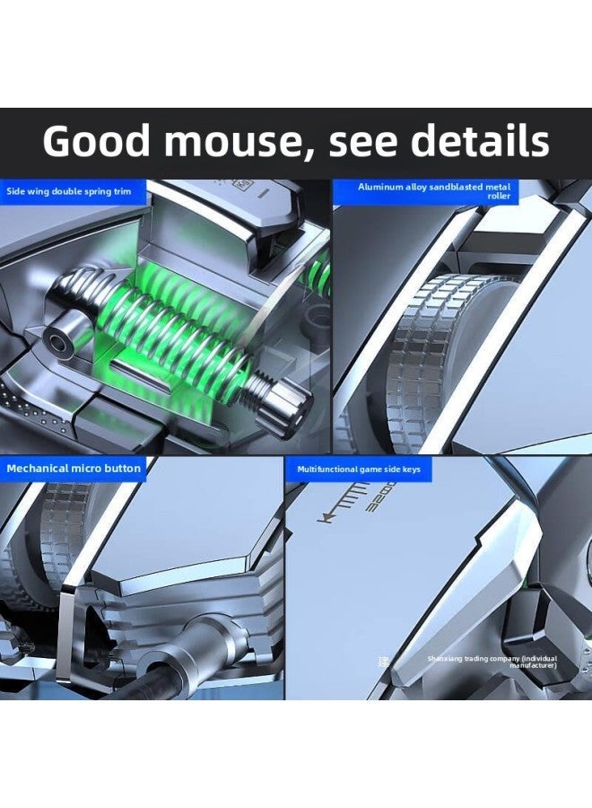 Forerunner MK300 Wired Mechanical Mouse Game E-sports Macro Programming Silent Can Be Equipped With Wireless For Heavy Computers-Color:Metal Gray 【audio Programming】 Upgraded Version-Interface:Offic - Image 4
