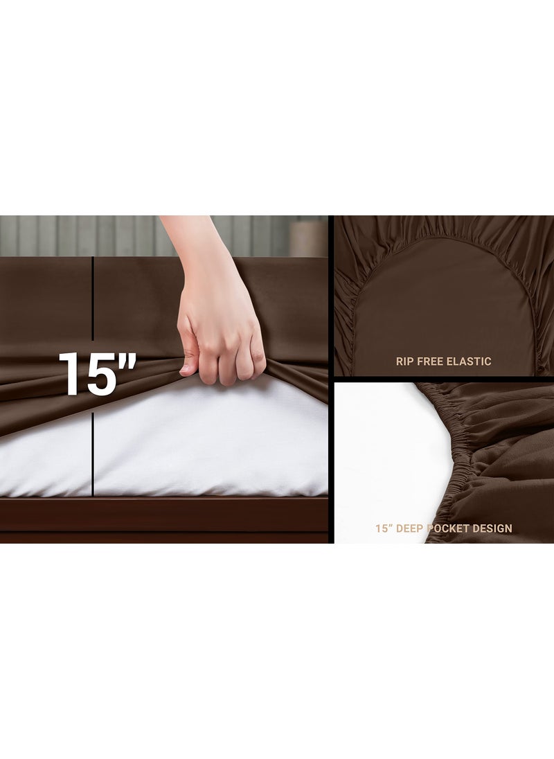 Utopia Bedding Utopia Bedding Queen Bed Sheets Set - 4 Piece Bedding - Brushed Microfiber - Shrinkage and Fade Resistant - Easy Care (Queen  Brown)  - Image 5