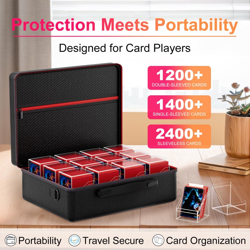 Proijeut Card Deck Box with Portable Case, 12 Pack Clear Commander Deck Box with 12 Dividers, Holds 1200+ Double Sleeved Cards, Fit for MTG, YuGiOh, TCG - Image 3