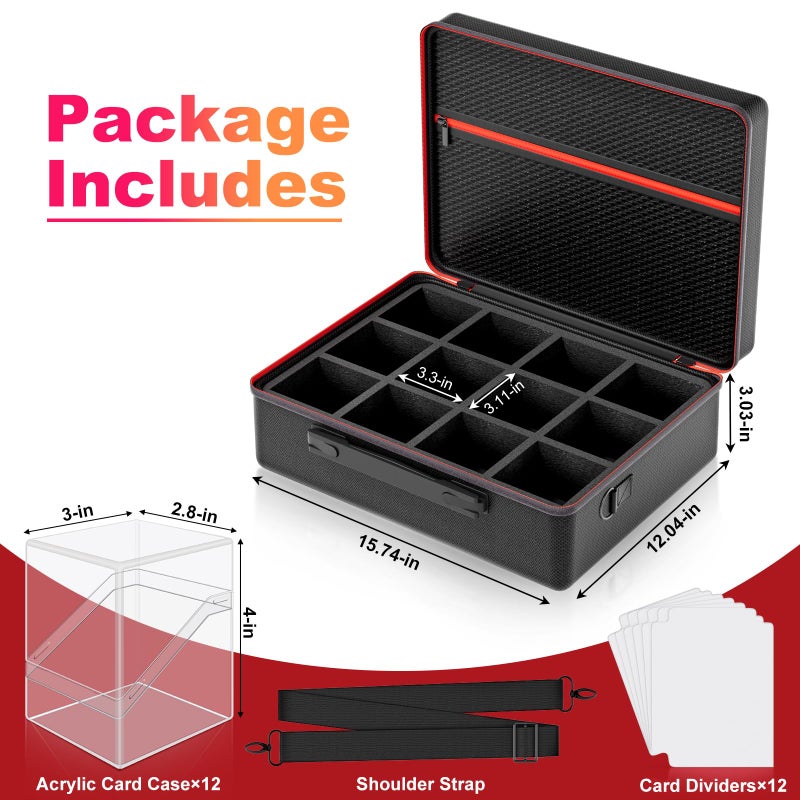 Proijeut Card Deck Box with Portable Case, 12 Pack Clear Commander Deck Box with 12 Dividers, Holds 1200+ Double Sleeved Cards, Fit for MTG, YuGiOh, TCG - Image 2