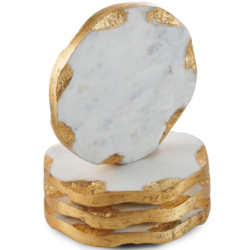 Godinger Round Coasters Gold Edge, Marble Coaster Set, Table Protection, Set of 4 - Image 3