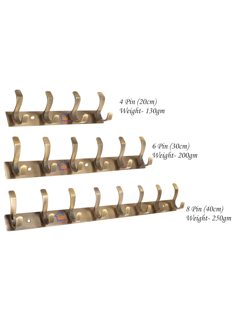 GHAR DWAR GHAR DWAR S Type Stainless Steel Pin Cloth Hanger Wall Hooks Rail for Hanging Clothes Bathroom Wall Door for Hanging KeysTowel Antique Brass Pack of 1 8 Pin Antique  - Image 3