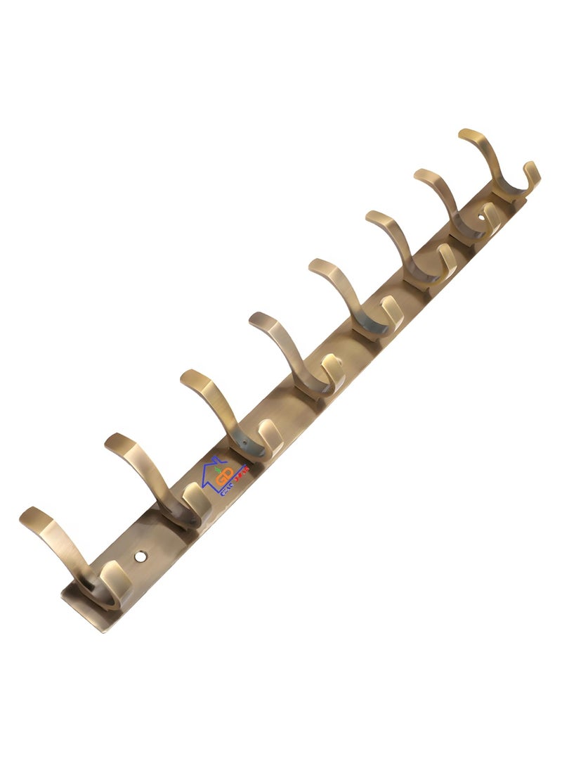 GHAR DWAR GHAR DWAR S Type Stainless Steel Pin Cloth Hanger Wall Hooks Rail for Hanging Clothes Bathroom Wall Door for Hanging KeysTowel Antique Brass Pack of 1 8 Pin Antique  - Image 1