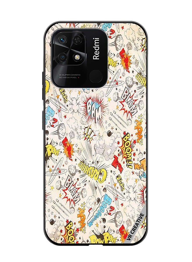 VR CREATIVE Protective Case Cover For Xiaomi Redmi 10C Comic Book Sticker Design Multicolour - Image 1