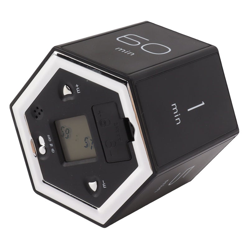 Hex Flip Timer with Mute Alarm Function Magnetic Time Management Cube Timer with LCD Screen for Cooking Studying Working Black - Image 4