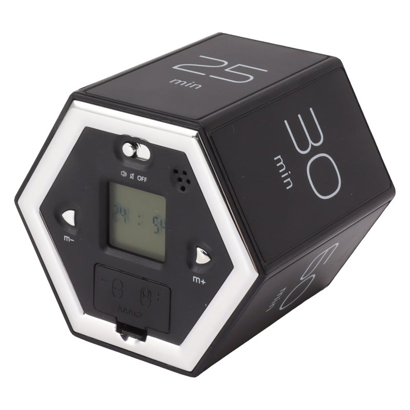 Hex Flip Timer with Mute Alarm Function Magnetic Time Management Cube Timer with LCD Screen for Cooking Studying Working Black - Image 2