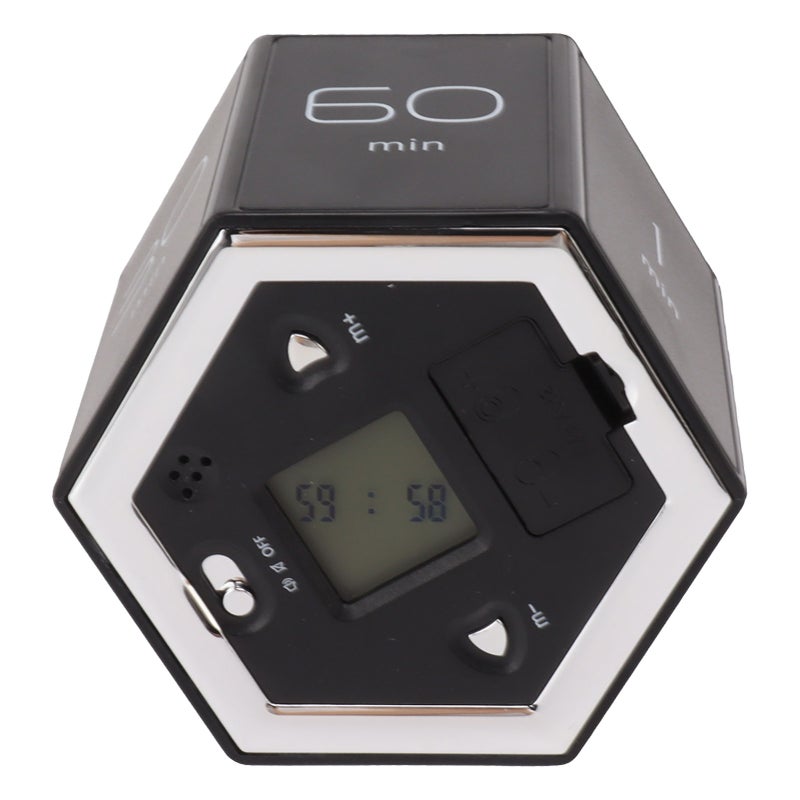 Hex Flip Timer with Mute Alarm Function Magnetic Time Management Cube Timer with LCD Screen for Cooking Studying Working Black - Image 3