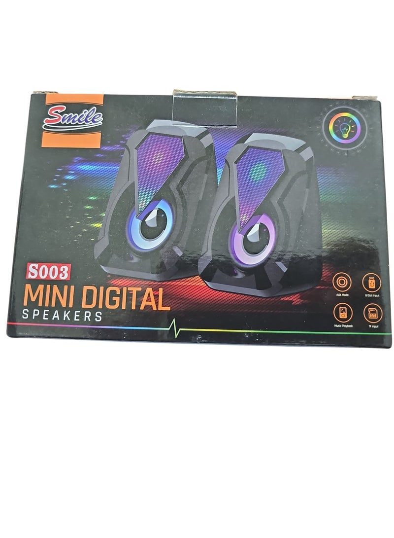 مكبر صوت للكمبيوتر الشخصي والكمبيوتر المحمول مع صوت ستيريو عالي الجودة وإضاءة RGB أنيقة - Image 3