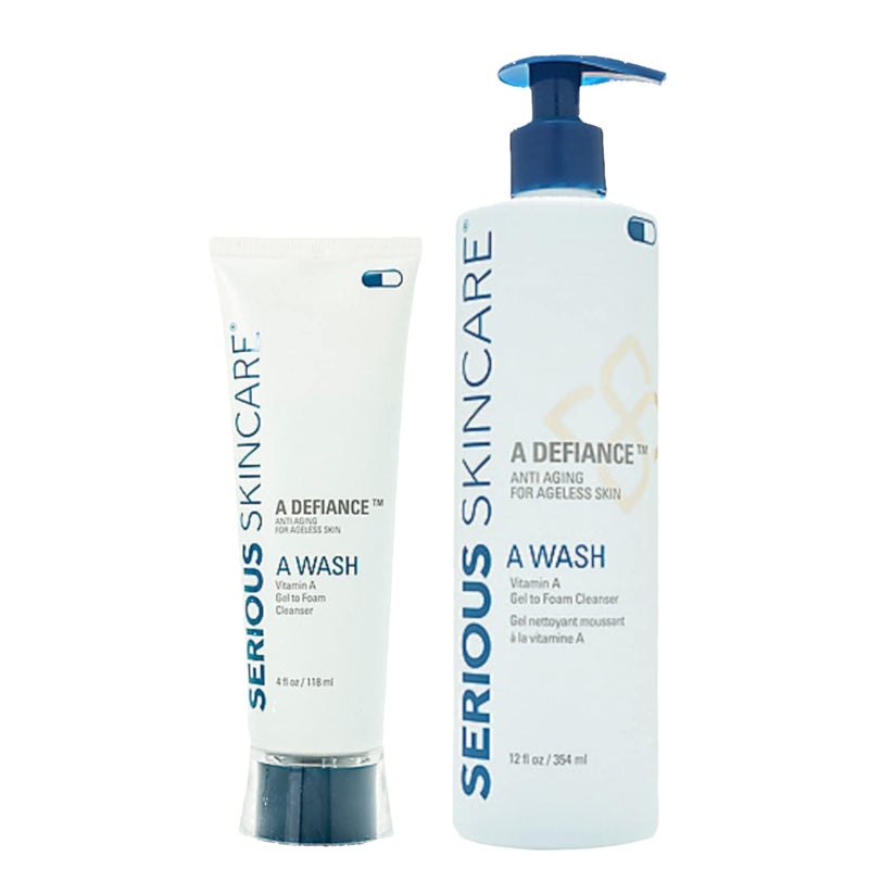 Serious Skincare - Gentle Exfoliating Retinol Facial Cleanser - Skin Hydrating Gel to Foam Vitamin A Wash - Clarify Pores - Removes Makeup, Oil, SPF - Avena Sativa Extract - 12 Oz + 4 Oz - Image 1