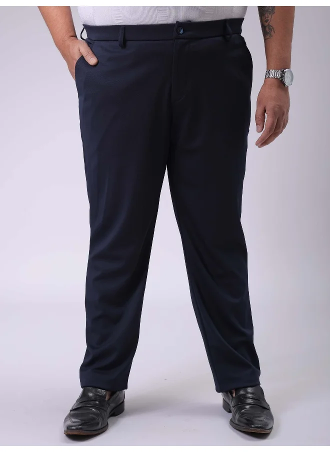 هاردسودا Dark Navy Men Plus Fit Casual Solid Regular Chinos