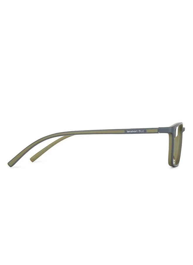 Lenskart Blu Zero Power Bluecut & Antiglare Rectangular Shape Computer Eyeglasses LB E13527 - Lens Size: 53mm - Grey